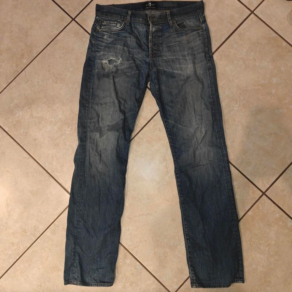 7-for-all-mankind Women's Navy and Blue Jeans
